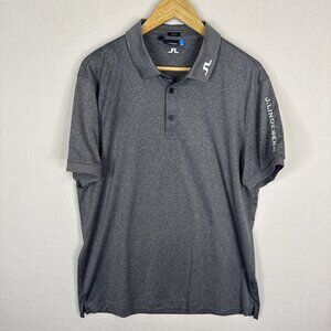 J.Lindeberg M Tour Tech TX Jersey Golf Polo Men’s XXL Slim Fit Gray Logo Collar